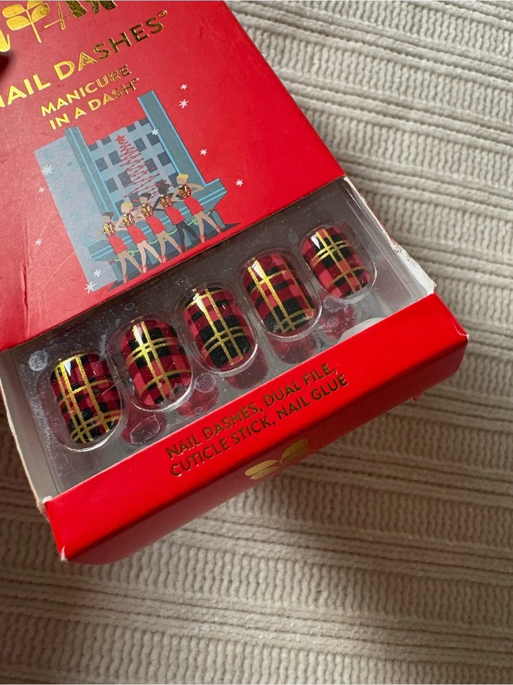 Red Aspen Red Plaid Nail Dashes Press-On Nails Kickin It With Roman